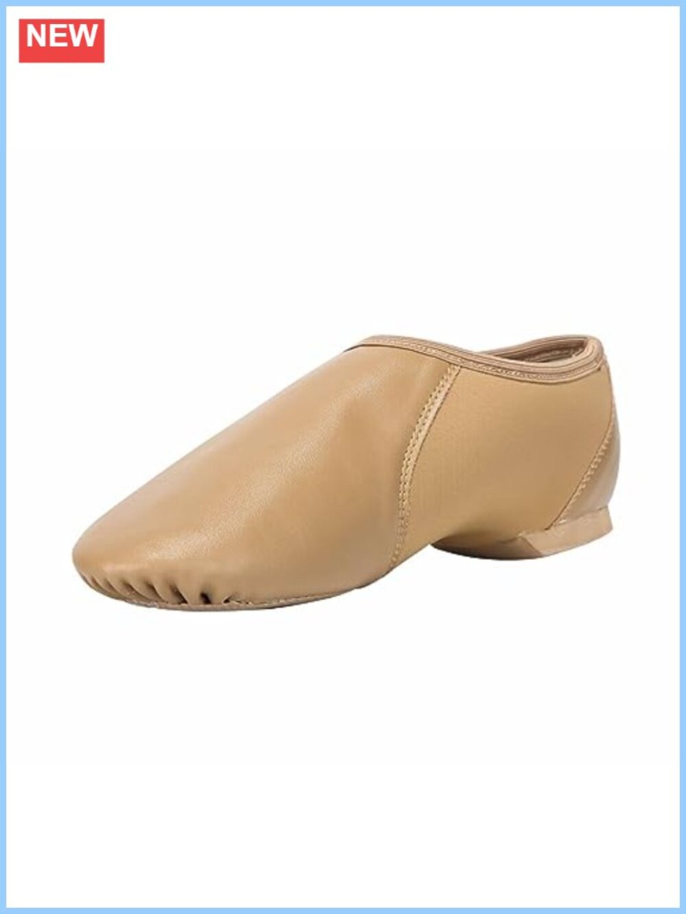Unisex PU Leather Slip-On Jazz Dance Shoes with Circle Elastic | Split Sole Flat